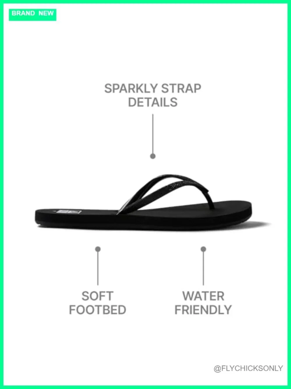 Women's Flip Flops with Soft Cushion Footbed, Glitter